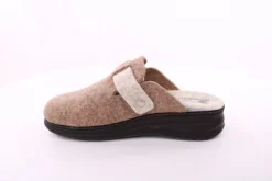 Fuß Bequem Damen Hausschuh Pantolette Wechselfußbett Zierschnalle beige S23 5025/01