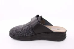Fuß Bequem Damen Hausschuh Pantolette Klettverschluss Wechselfußbett schwarz S23 5027/9-48
