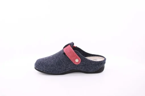 Fuß Bequem Damen Hausschuh Pantolette Zierschnalle blau S23 206/01