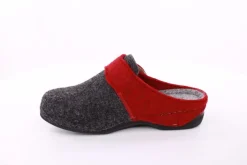 Fuß Bequem Damen Hausschuh Pantolette Klettverschluss grau S23 207-2/01