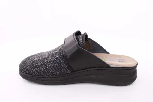 Fuß Bequem Damen Hausschuh Pantolette Klettverschluss Wechselfußbett schwarz S23 5027/9-48