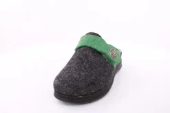 Fuß Bequem Damen Hausschuh Pantolette Wechselfußbett Klettverschluss grau S23 5027/01