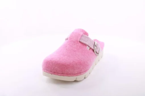 Fuß Bequem Damen Hausschuh Pantolette Zierschnalle rosa, blau S23 1100/01