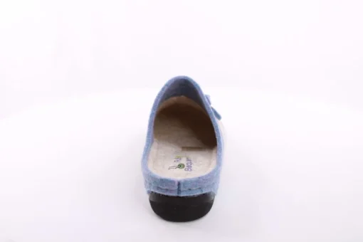 Fuß Bequem Damen Hausschuh Pantolette Blumen-Detail grün, grau S23 203/01