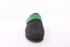 Fuß Bequem Damen Hausschuh Pantolette Wechselfußbett Klettverschluss grau S23 5027/01