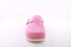 Fuß Bequem Damen Hausschuh Pantolette Zierschnalle rosa, blau S23 1100/01