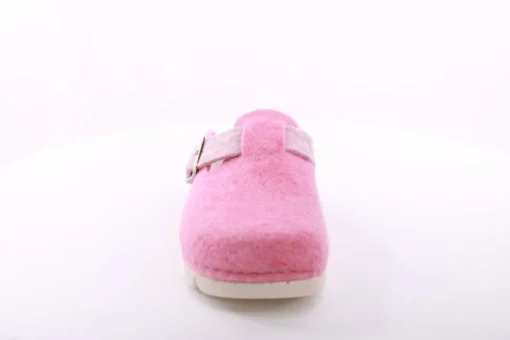 Fuß Bequem Damen Hausschuh Pantolette Zierschnalle rosa, blau S23 1100/01