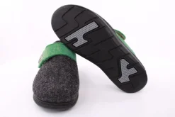 Fuß Bequem Damen Hausschuh Pantolette Wechselfußbett Klettverschluss grau S23 5027/01
