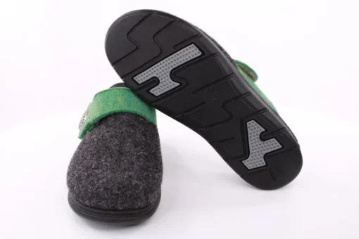 Fuß Bequem Damen Hausschuh Pantolette Wechselfußbett Klettverschluss grau S23 5027/01