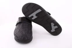 Fuß Bequem Damen Hausschuh Pantolette Klettverschluss Wechselfußbett schwarz S23 5027/9-48