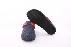 Fuß Bequem Damen Hausschuh Pantolette Zierschnalle blau S23 206/01