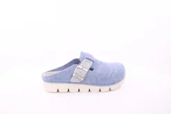Fuß Bequem Damen Hausschuh Pantolette Zierschnalle rosa, blau S23 1100/01