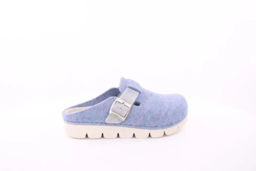 Fuß Bequem Damen Hausschuh Pantolette Zierschnalle rosa, blau S23 1100/01