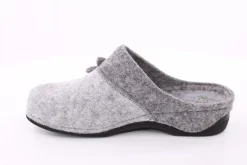 Fuß Bequem Damen Hausschuh Pantolette Blumen-Detail grün, grau S23 203/01