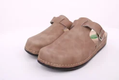 Fuß Bequem Damen Pantolette Leder Gelkissen braun S14 1013