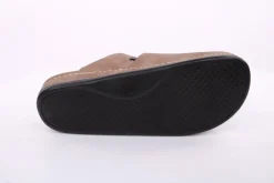 Fuß Bequem Damen Pantolette Leder Gelkissen braun S14 1013