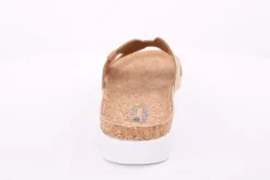 Fuß Bequem Damen Pantolette Leder Kork- Fußbett grau beige S14 9000