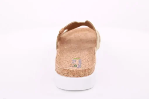 Fuß Bequem Damen Pantolette Leder Kork- Fußbett grau beige S14 9000