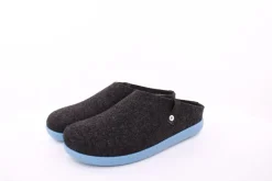 Fuß Bequem Herren Hausschuh Pantolette Wechselfußbett blau, schwarz S23 801/01