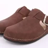 Fuß Bequem Herren Pantolette Clog Leder Gelkissen braun S14 1013M