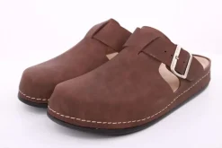 Fuß Bequem Herren Pantolette Clog Leder Gelkissen braun S14 1013M