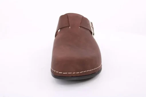 Fuß Bequem Herren Pantolette Clog Leder Gelkissen braun S14 1013M