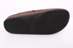 Fuß Bequem Herren Pantolette Clog Leder Gelkissen braun S14 1013M