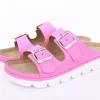 Fußbequem Damen Pantolette Leder gelb, pink S13 9002