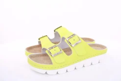 Fußbequem Damen Pantolette Leder gelb, pink S13 9002