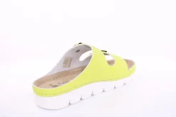 Fußbequem Damen Pantolette Leder gelb, pink S13 9002