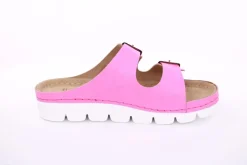 Fußbequem Damen Pantolette Leder gelb, pink S13 9002