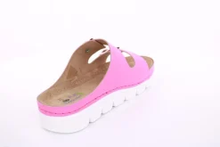 Fußbequem Damen Pantolette Leder gelb, pink S13 9002