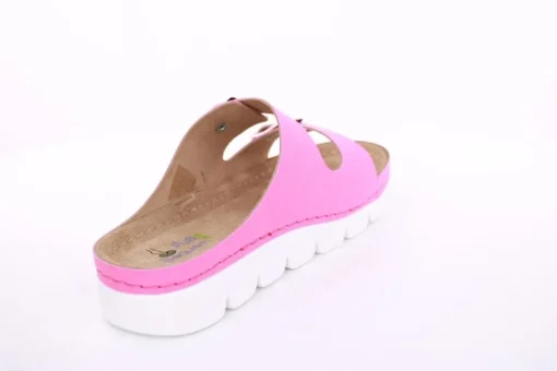 Fußbequem Damen Pantolette Leder gelb, pink S13 9002
