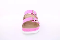 Fußbequem Damen Pantolette Leder gelb, pink S13 9002