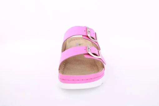 Fußbequem Damen Pantolette Leder gelb, pink S13 9002