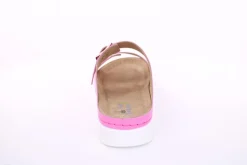 Fußbequem Damen Pantolette Leder gelb, pink S13 9002