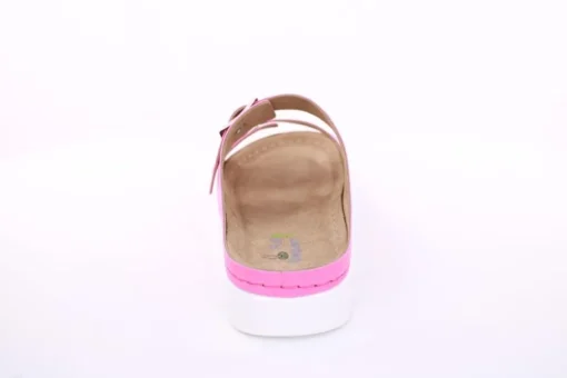 Fußbequem Damen Pantolette Leder gelb, pink S13 9002