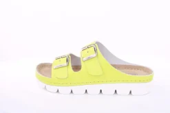 Fußbequem Damen Pantolette Leder gelb, pink S13 9002