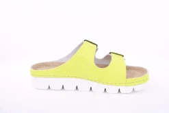 Fußbequem Damen Pantolette Leder gelb, pink S13 9002