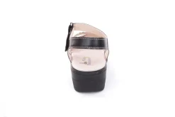 Fußbequem Damen Sandale Leder Wechselfußbett Klettverschluss schwarz S13 10301