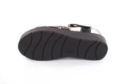 Fußbequem Damen Sandale Leder Wechselfußbett Klettverschluss schwarz S13 10301