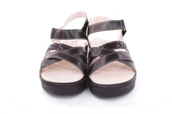 Fußbequem Damen Sandale Leder Wechselfußbett Klettverschluss schwarz S13 10301