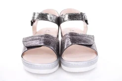 Fußbequem Damen Sandale Wechselfußbett metallisch glänzend schwarz S13 10101