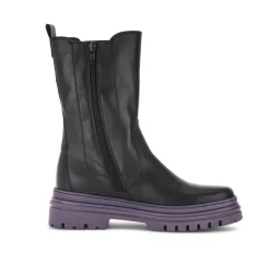 Gabor Biker Boots Leder Warmfutter Wechselfußbett farbige Sohle schwarz S23 31.724.23
