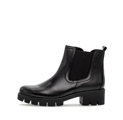 Gabor Chelsea Boots Leder Wechselfußbett derbe Sohle schwarz S23 31.710.27