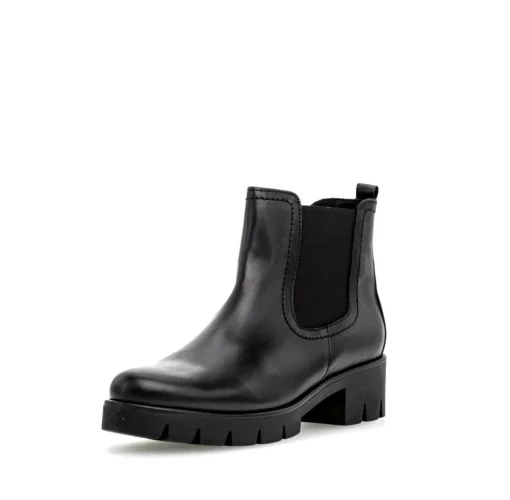 Gabor Chelsea Boots Leder Wechselfußbett derbe Sohle schwarz S23 31.710.27