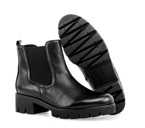 Gabor Chelsea Boots Leder Wechselfußbett derbe Sohle schwarz S23 31.710.27