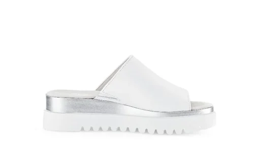 Gabor Damen Pantolette Leder Sägezahnsohle weiß S14 44.613.21