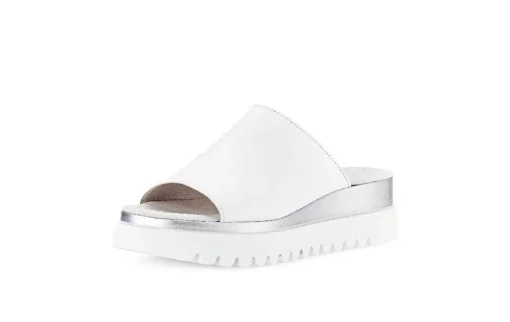 Gabor Damen Pantolette Leder Sägezahnsohle weiß S14 44.613.21