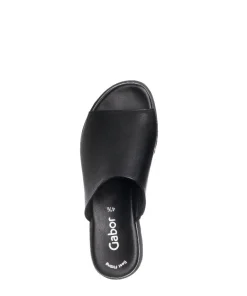 Gabor Damen Pantolette Leder Sägezahnsohle schwarz S14 44.613.27